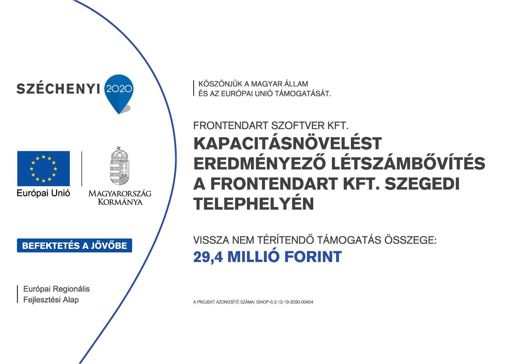 Kapacitásnövelést eredményező létszámbővítés a FrontEndART Kft. szegedi telephelyén
